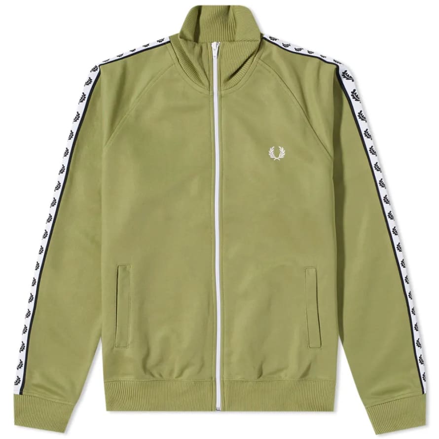Fred Perry Fred Perry Taped Track Jacket Sage Green