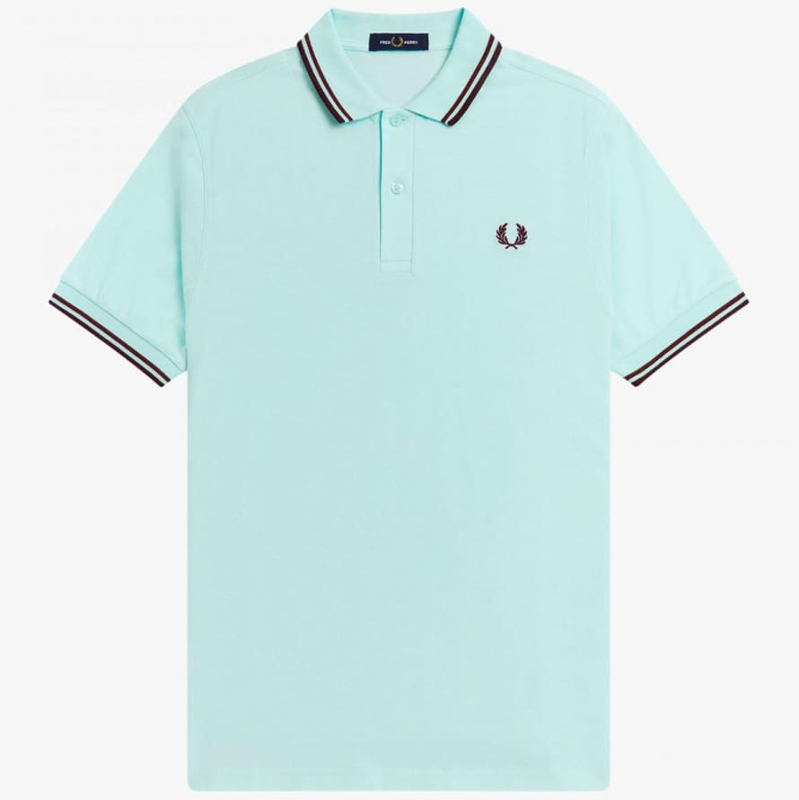 Fred Perry Fred Perry Slim Fit Twin Tipped Polo Brighton Blue Aubergine Mahogany