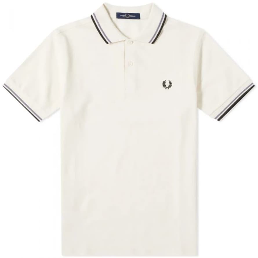Fred Perry Fred Perry Slim Fit Twin Tipped Polo Snow White Light Oyster Black