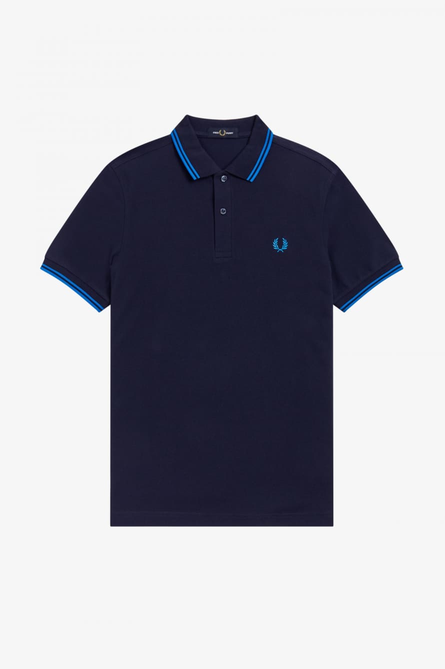 Fred Perry Fred Perry Slim Fit Twin Tipped Polo Dark Carbon Kingfisher Kingfisher
