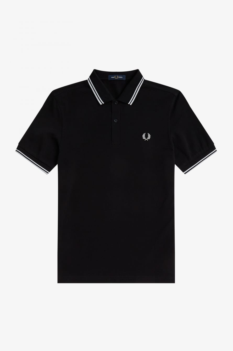 Fred Perry Fred Perry Slim Fit Twin Tipped Polo Black White White