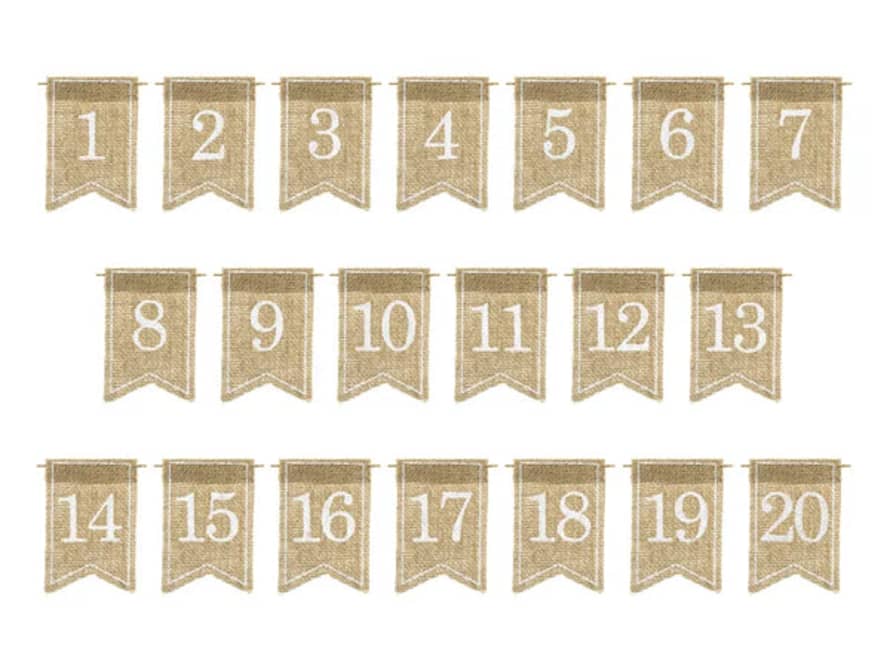 Partydeco Jute Signs Table Numbers 1 - 20