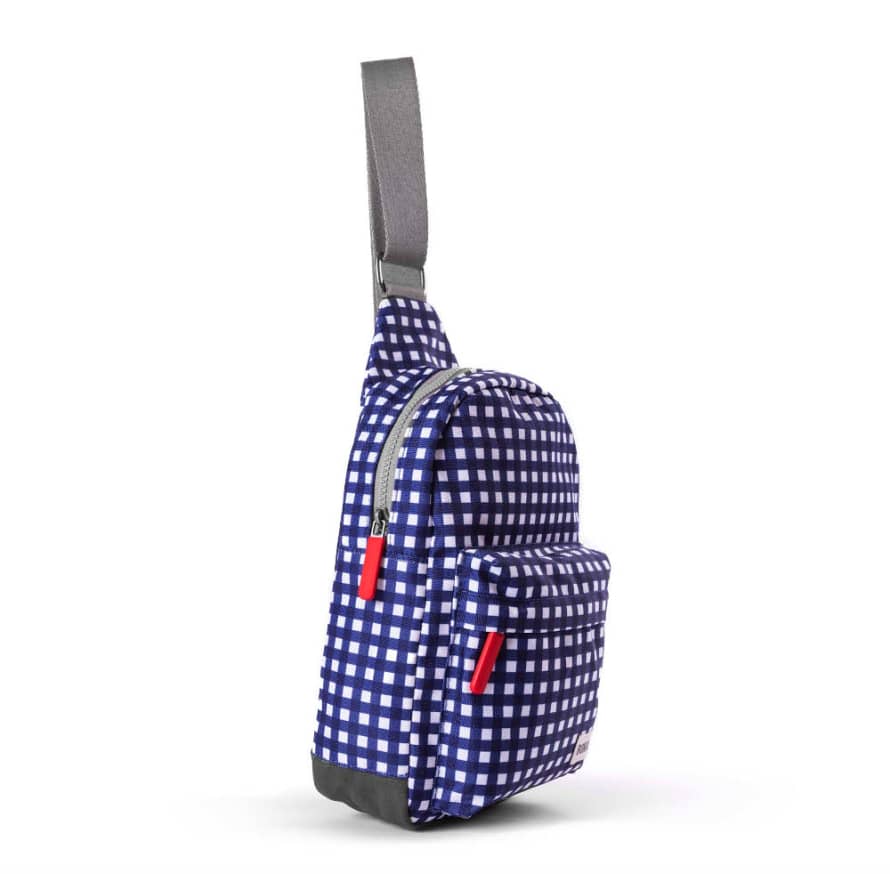ROKA Cross Body Bag Willesden B Large In Recycled Sustainable Nylon Gingham Pattern