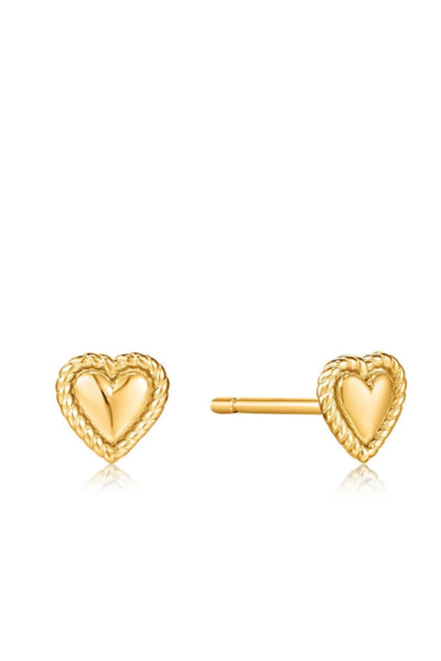 Ania Haie Gold Rope Heart Stud Earrings