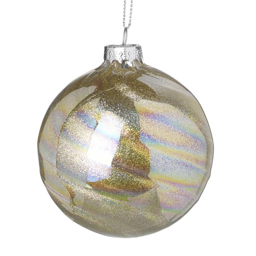 Parlane  Glitter Spiral Gold Lustre Glass Bauble : Small
