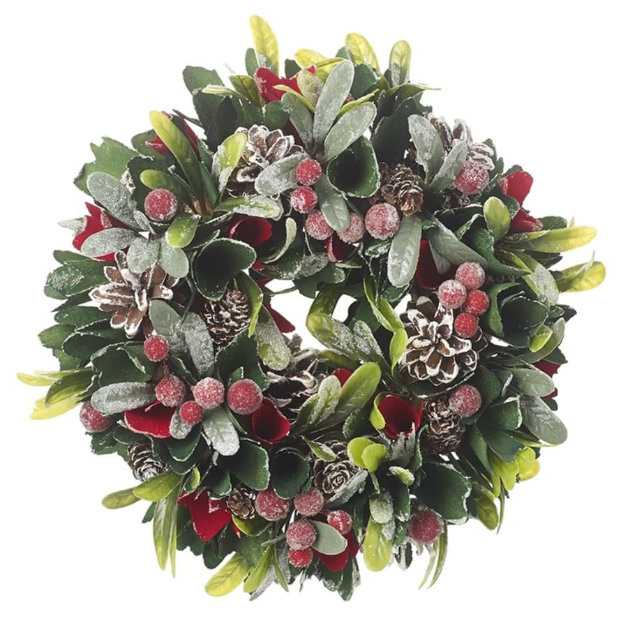 Heaven Sends Frosted Red Berry Wreath