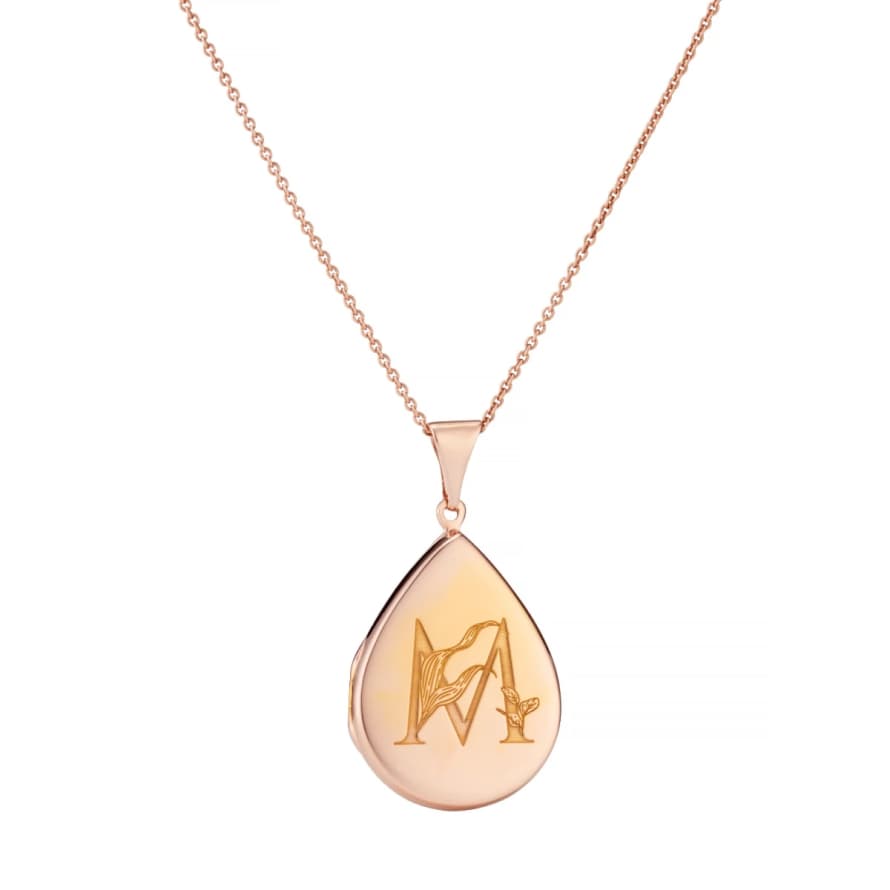 Posh Totty Designs Gold Plated Floral Engraved Initial Locket Necklace