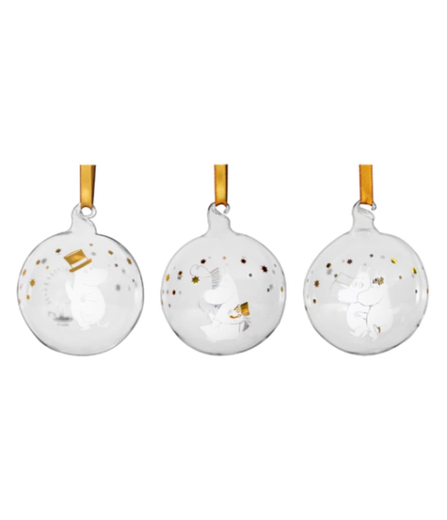 Muurla Moomin 'Sparkling Stars' Set of 3 Glass Christmas Balls