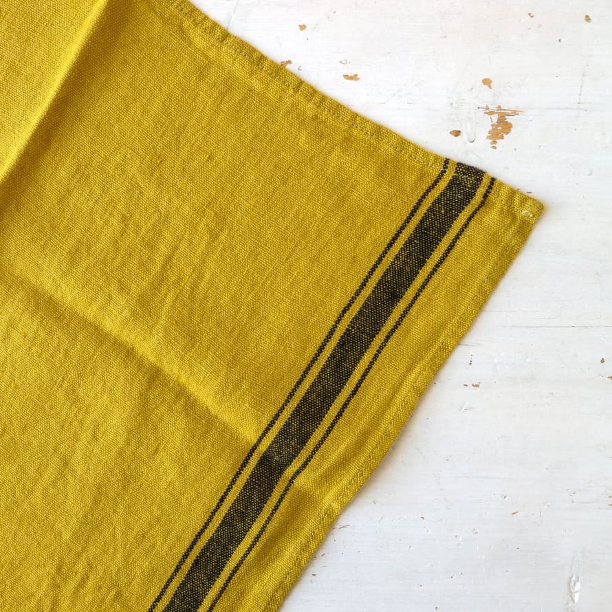Berylune Washed Linen Stripe Tea Towel - Anise