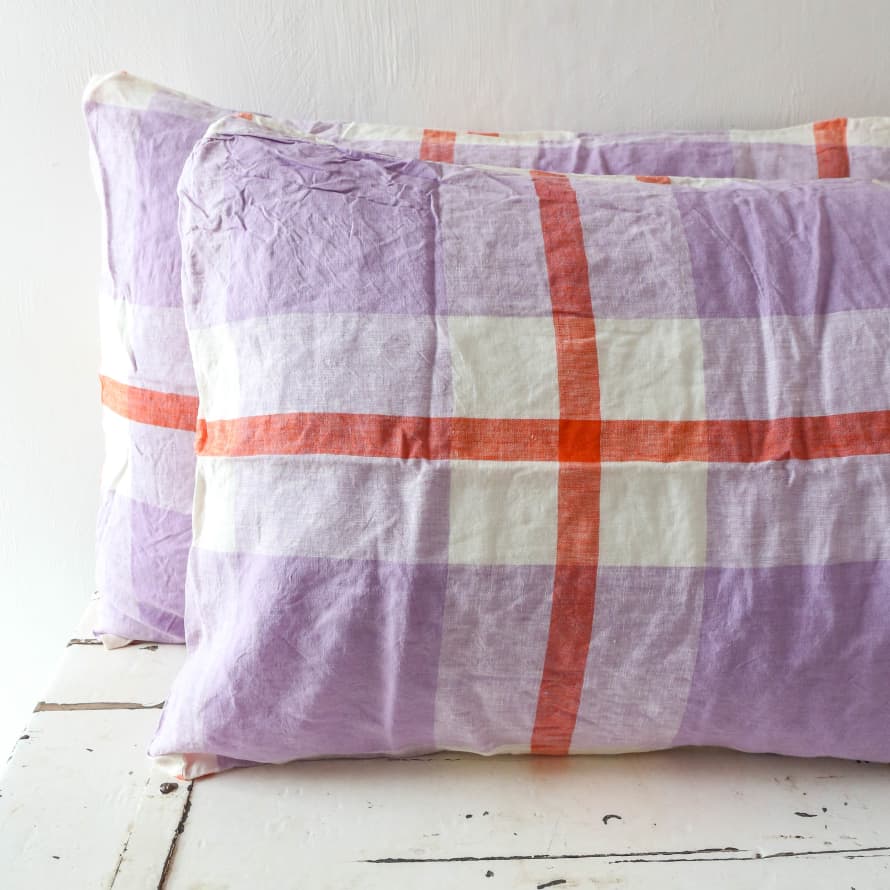 Society of Wanderers Pair Of Pillowcases - Thistle Check