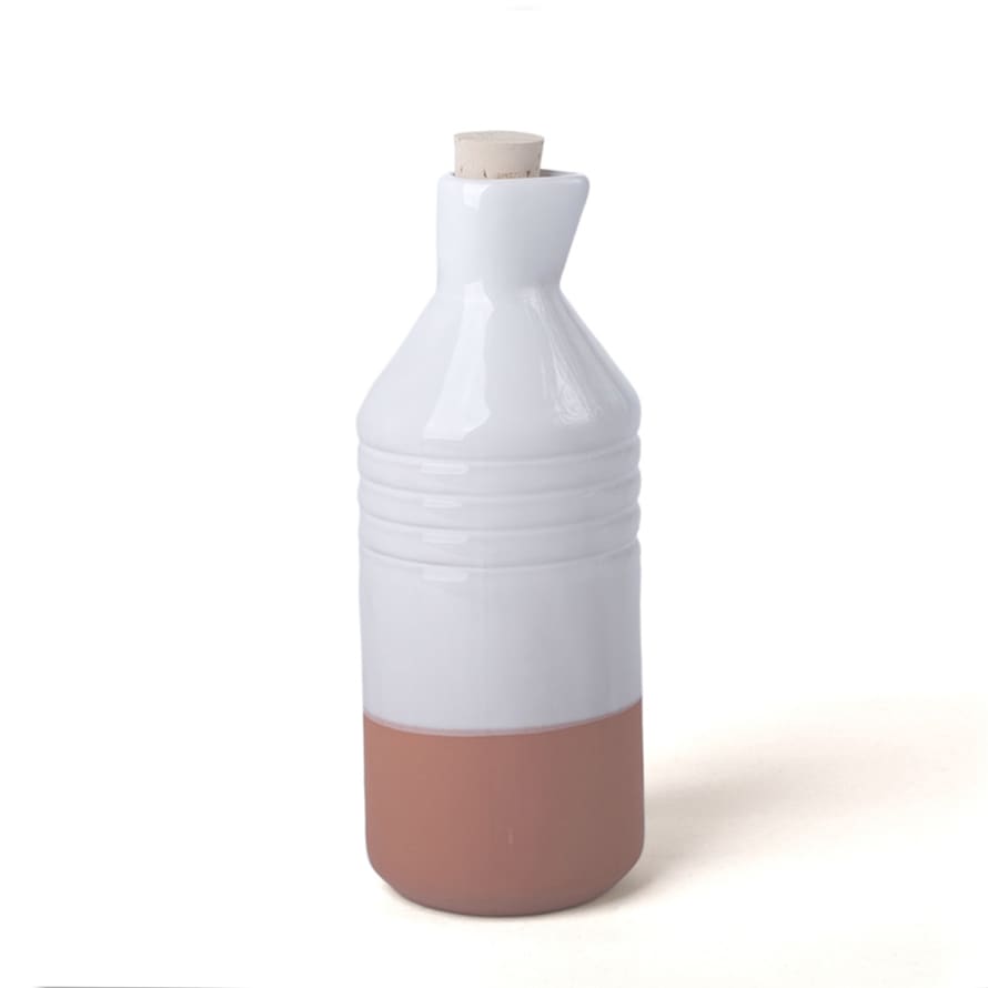 casa atlantica White Glazed Clay Bottle with Cork Stopper
