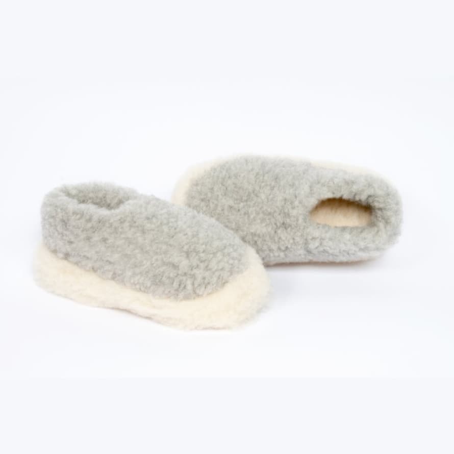 Yoko Wool Siberian Slippers - Light Grey