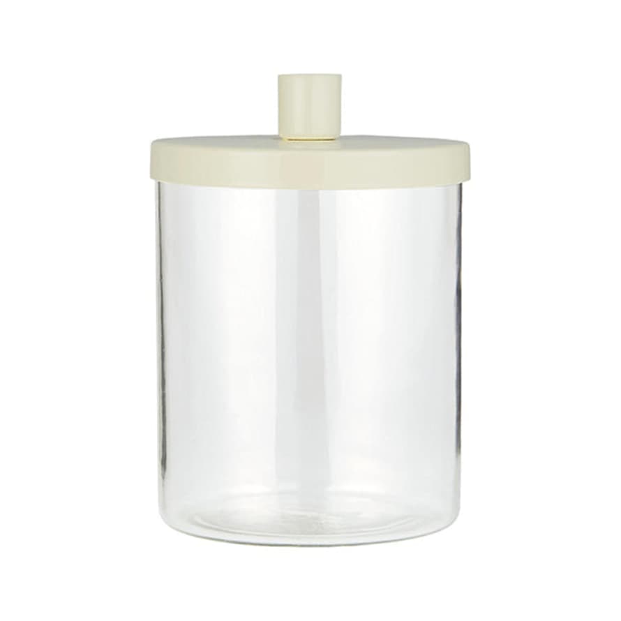TUSKcollection Glass Jar Candle Holder With Metal Lid Cream Dinner Candle