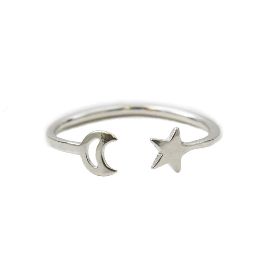 Posh Totty Designs Sterling Silver Moon & Star Open Ring