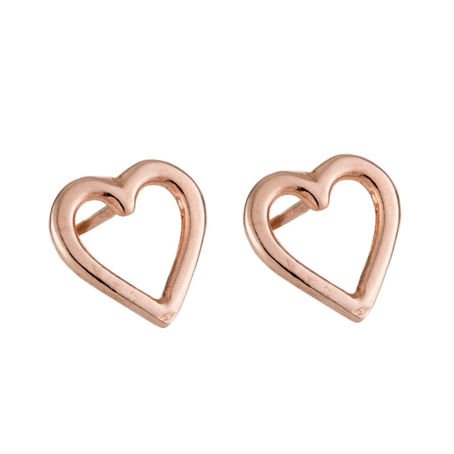 Posh Totty Designs Rose Gold Plated open mini Heart Stud Earrings