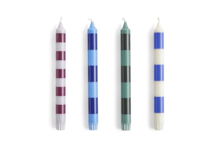HAY candele in confezione da 4pz a strisce colore blue