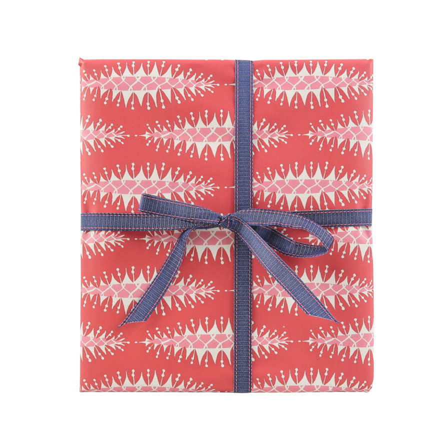 Cambridge Imprint Gift Wrap - Pine Cone Red & Pink - 10 Sheets