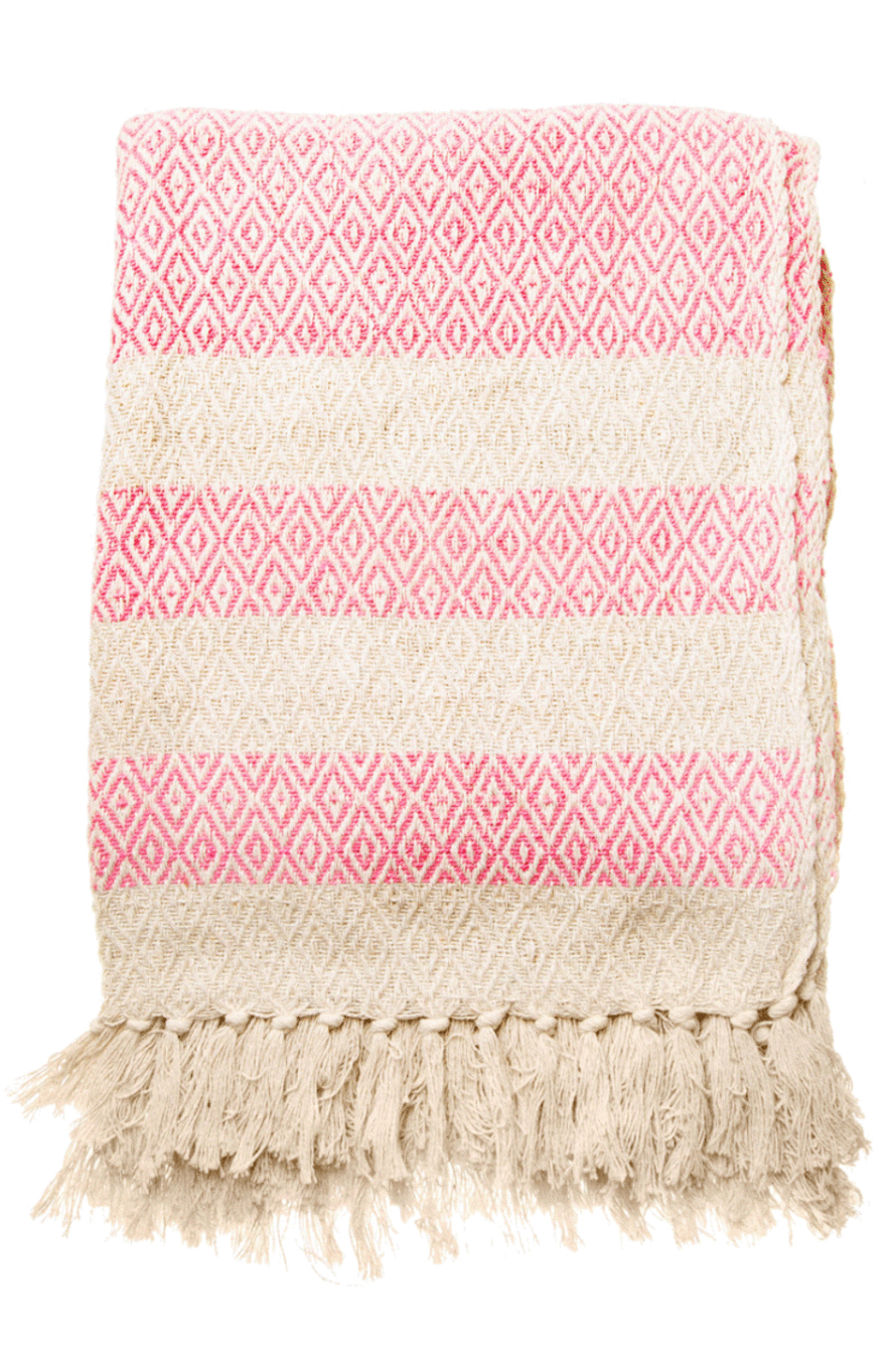Sass & Belle  Diamond Pink Cotton Blanket