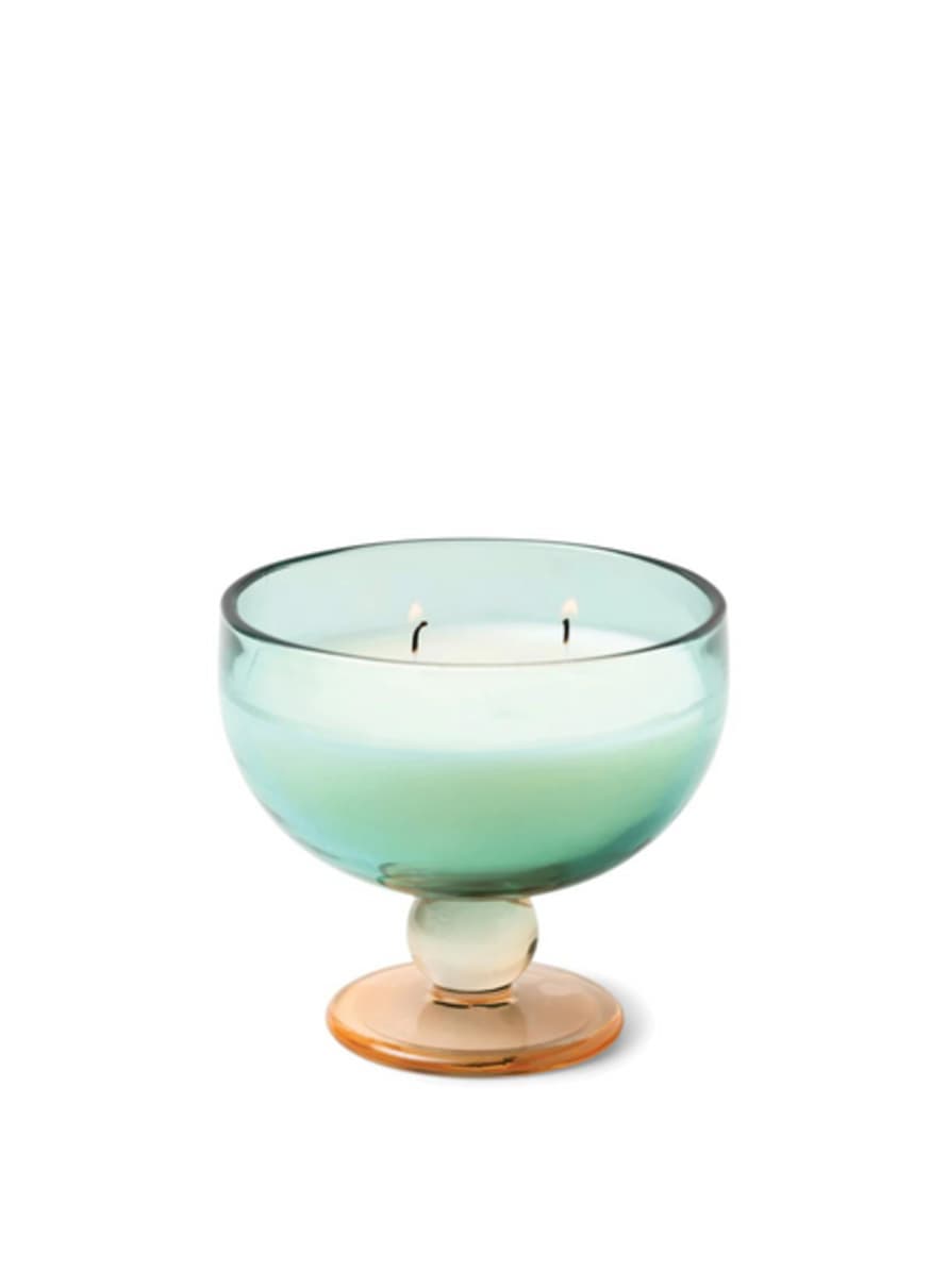 Paddywax Aura 170g Teal & Orange Tinted Glass Goblet - Tobacco Patchouli