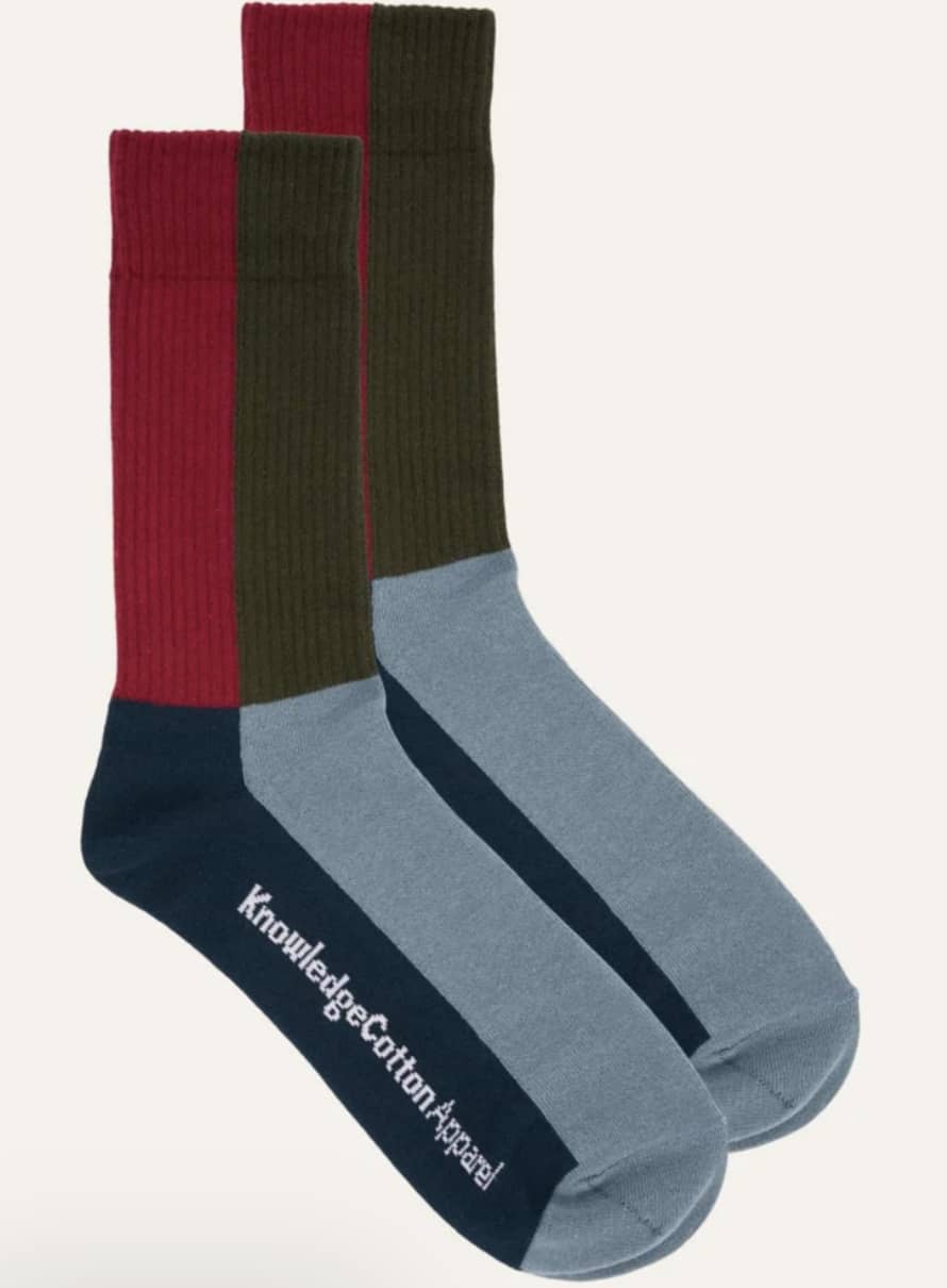 Knowledge Cotton Apparel  83168 2-Pack Block Socks Total Eclipse