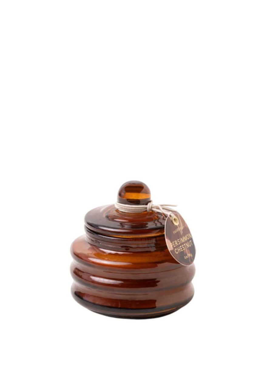 Paddywax Beam 3oz Amber Small Glass Vessel And Lid - Persimmon Chestnut