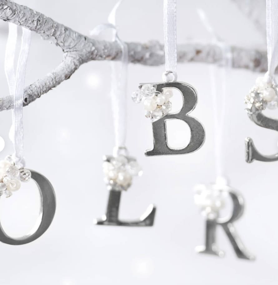 Silver and Pearl Hanging Letter Decoration