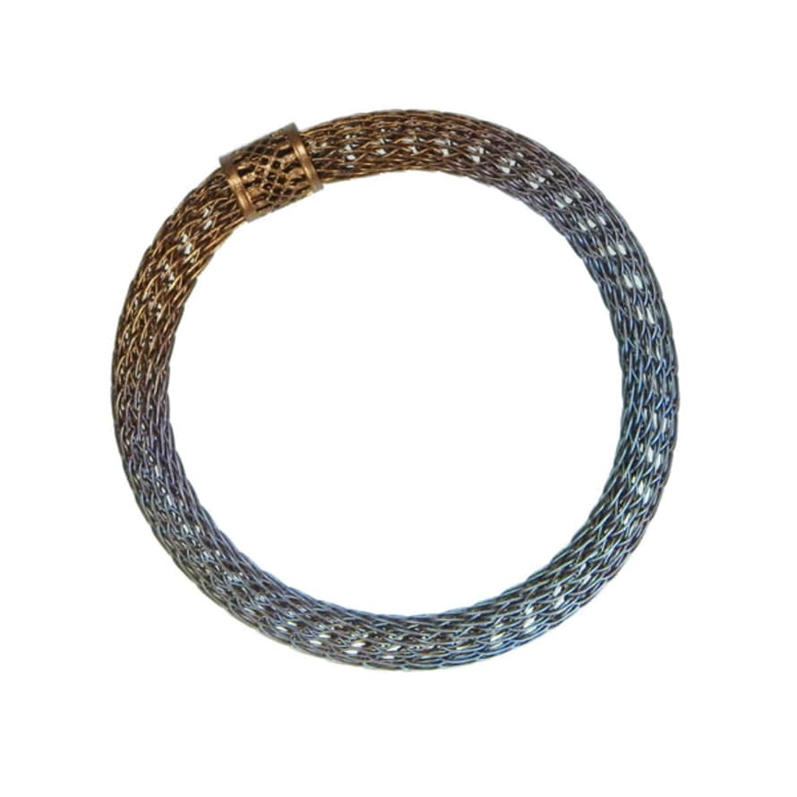 Narratives The Agency Viking Knit Bangle - Antique Brass Pale Peacock
