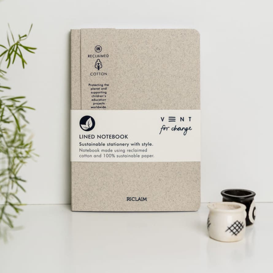 VENT for change Reclaimed Cotton A5 Notebook - Pearl