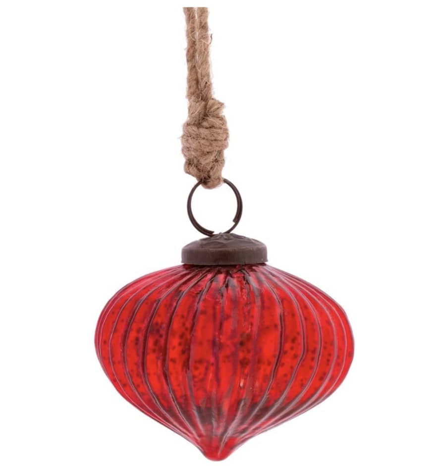 Sass & Belle  Red Glass Traditional Bauble