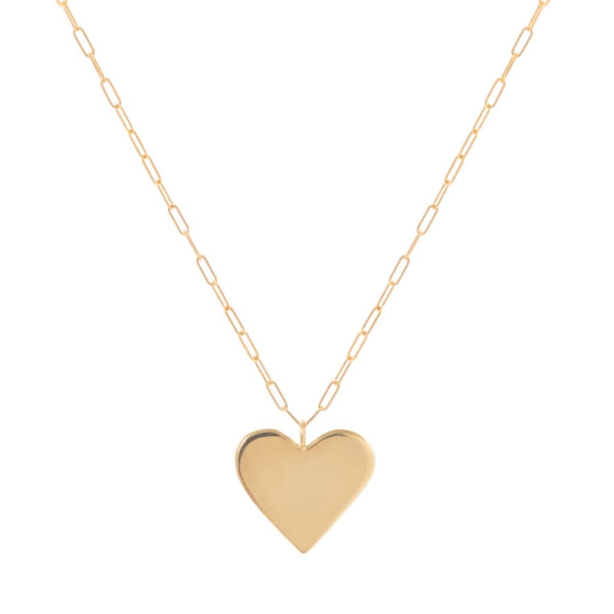 épanoui Maxi Heart Necklace on Paperclip Chain - Gold