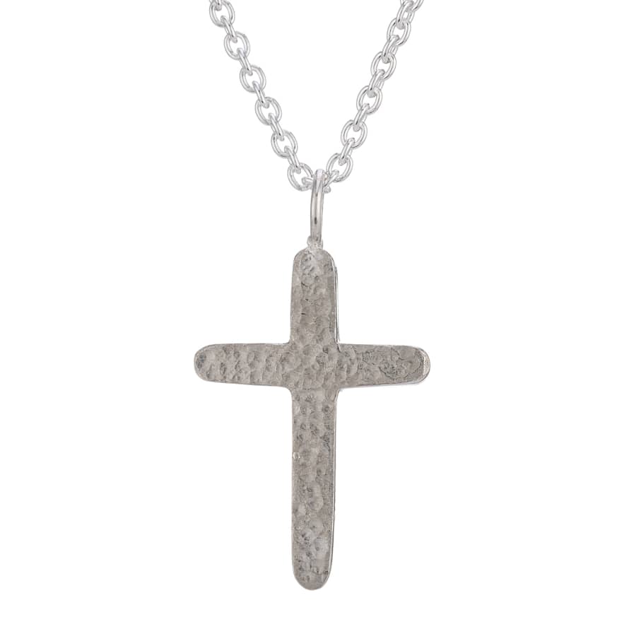 CollardManson 925 Silver Hammered Cross Necklace