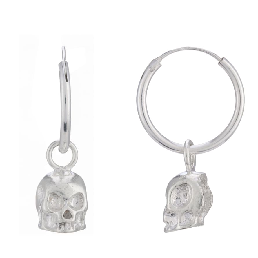 silver jewellery 925 Small Silver Bird Skull Hoop Earrings