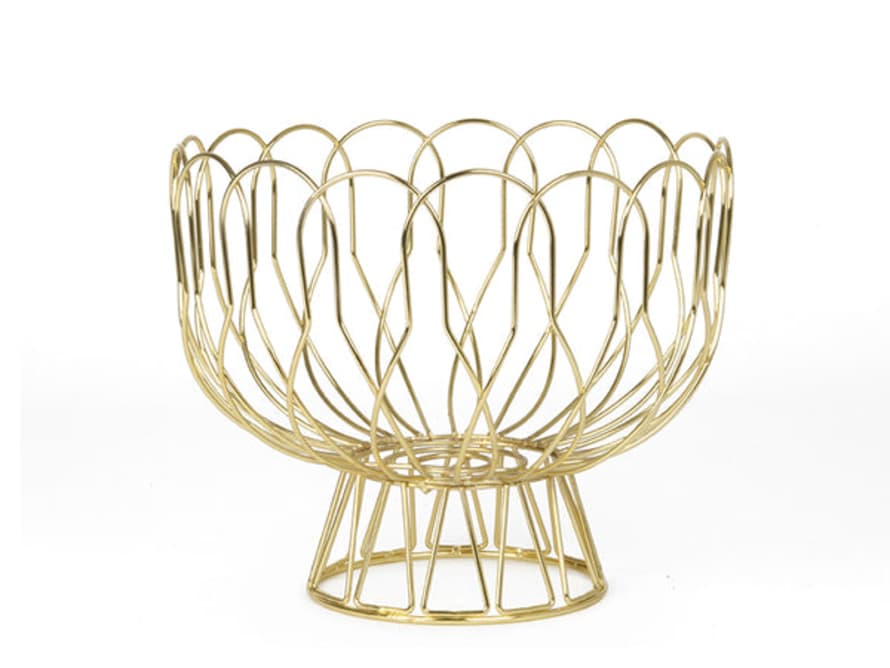 Present Time Gold Plated Wired Fruit Bowl