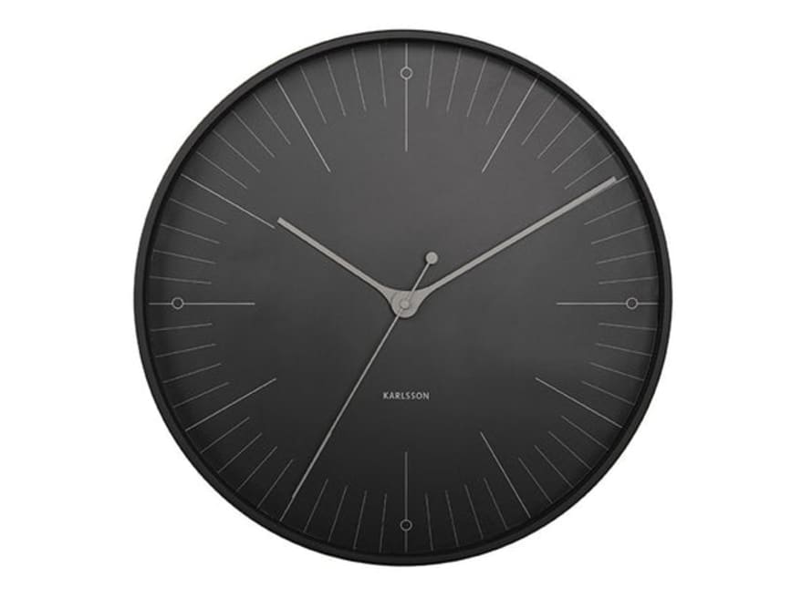 Present Time Black Index Wall Clock