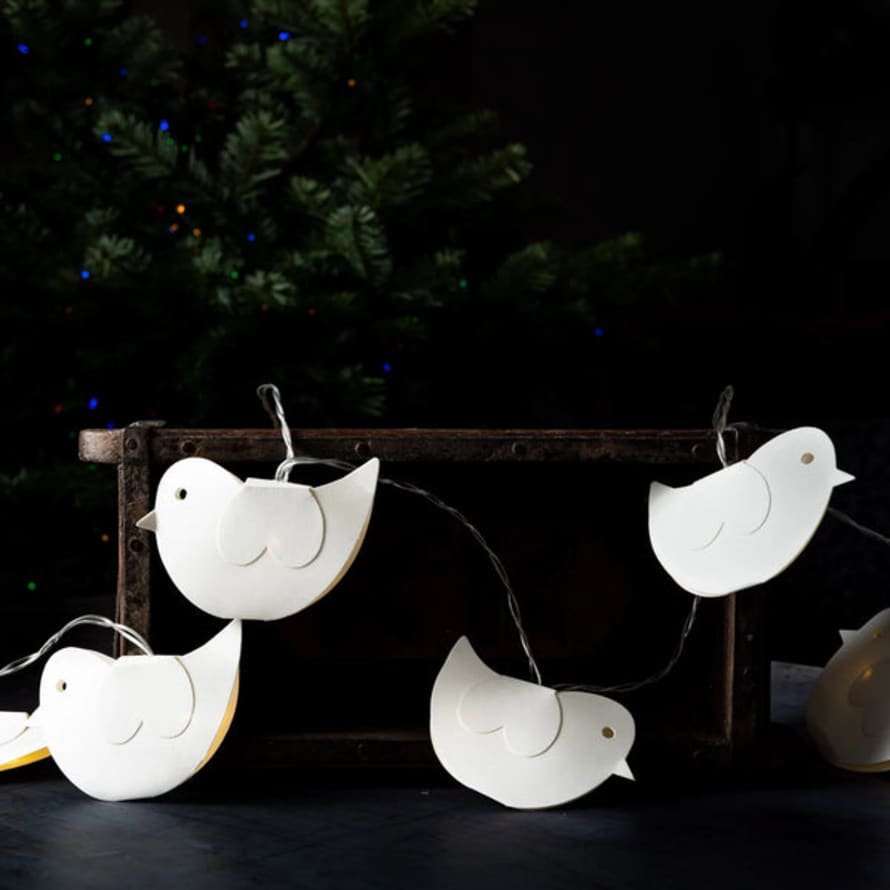 Bollywood Christmas White Bird Paper String Lights