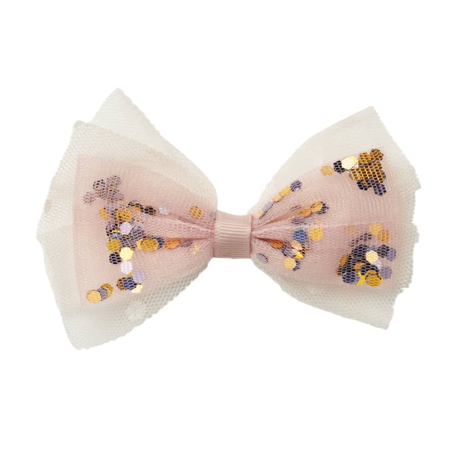 Stych Stych Sequin Pink Tulle Bow Clip