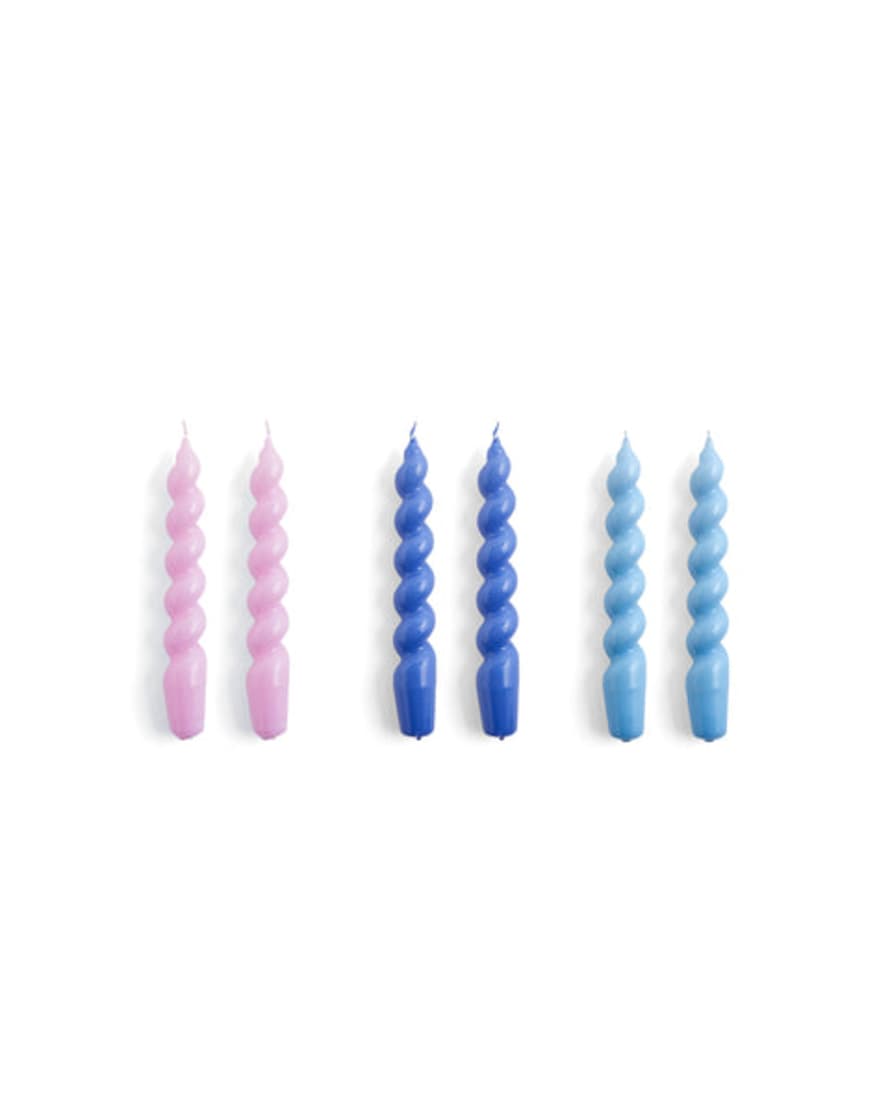 HAY Velas Candle Spiral Set Of 6 - Lilac/purple Blue/light Blue