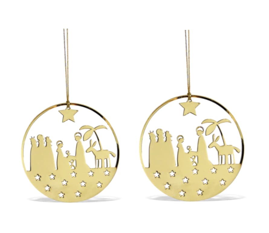 Pluto Produkter Hanging Christmas Decoration Gold Crib Set of 2