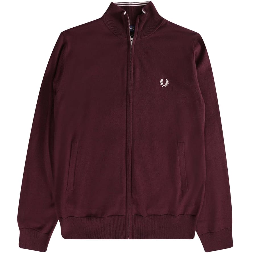 Fred Perry Authentic Classic Zip Through Cardigan Burgundy