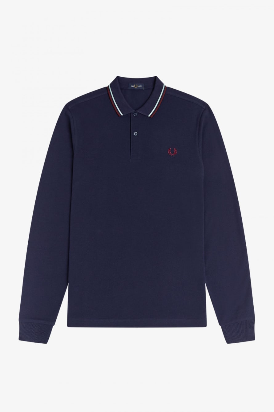 Fred Perry Fred Perry Longsleeve Polo Carbon Blue / Brighton Blue / Aubergine