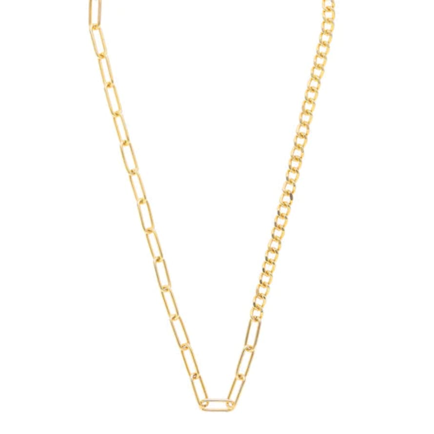 Orelia Asymmetric Curb & Link Chain Necklace