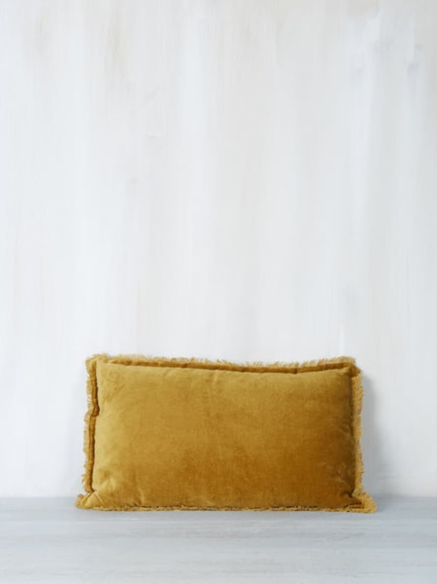 Viva Raise Fara Fringed Velvet Bed Cushion In Bronze 40 X 65