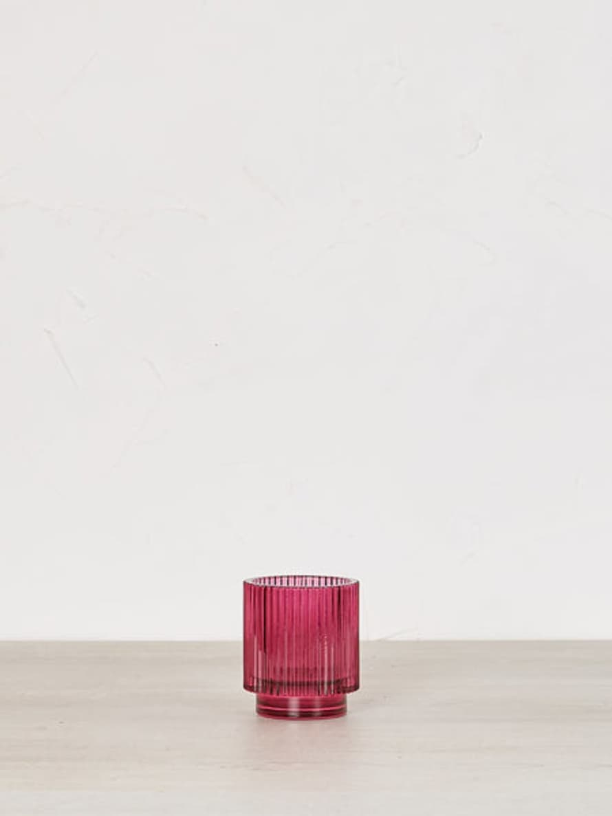 Wikholm Form Molly Coloured Glass Tealight Holder Cerise