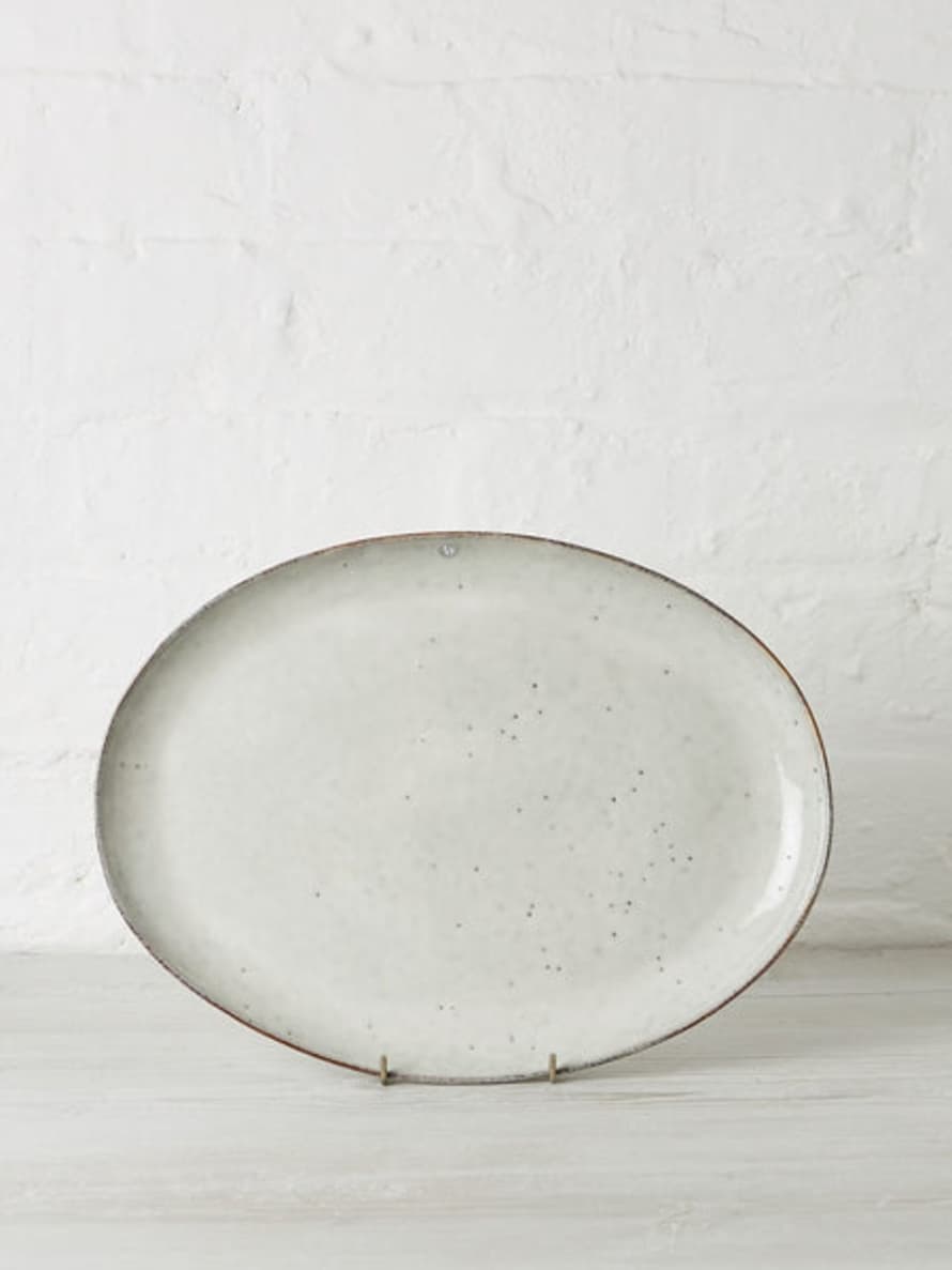 Broste Copenhagen Nordic Sand Large Stoneware Oval Plate