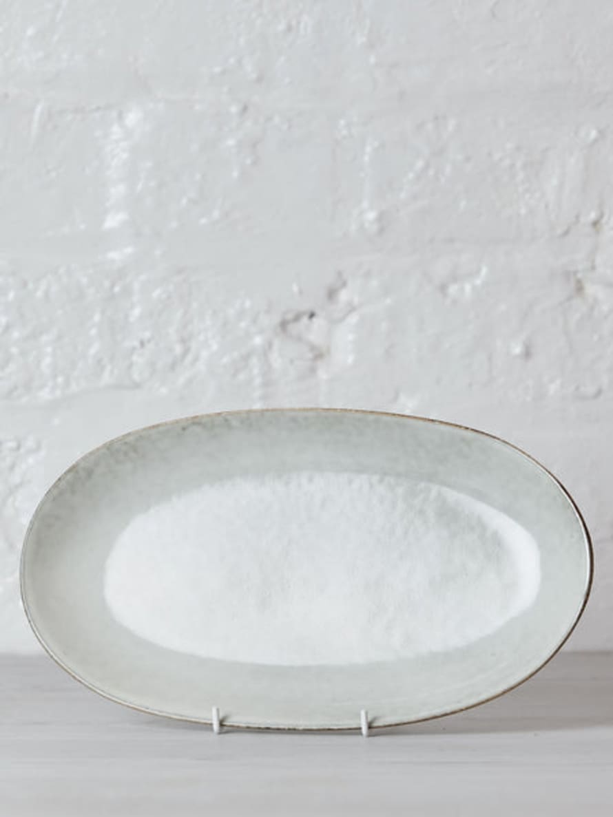 Broste Copenhagen Nordic Sand Medium Stoneware Oval Platter