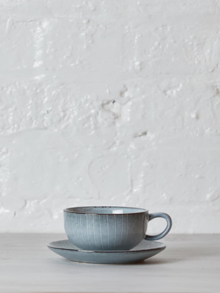 Broste Copenhagen Nordic Sea Large Stoneware Coffee Cup And Saucer