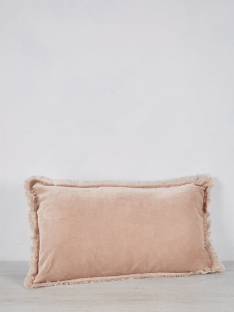Viva Raise Fara Sesame Fringed Velvet Cushion 30 X 50