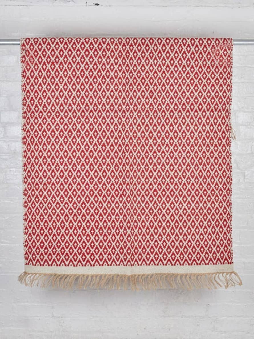 Indra Importer 70 X 115cm Hand Woven Patterned Rug with Jute and Tassels 