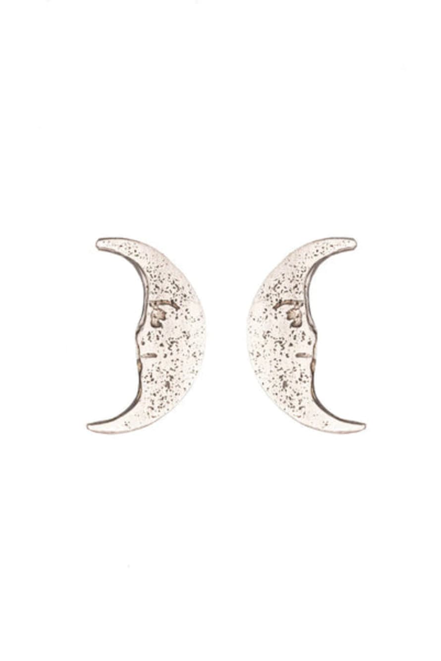 Lark London Amanda Coleman Moon Stud Earrings Silver