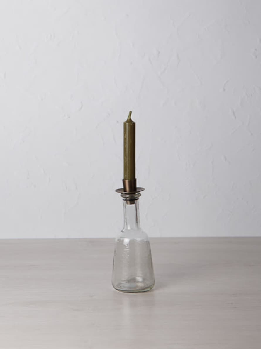 Nkuku Sirsa Glass Tall Candlestick - Clear